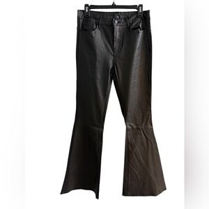 Black Flared Faux Leather Pants